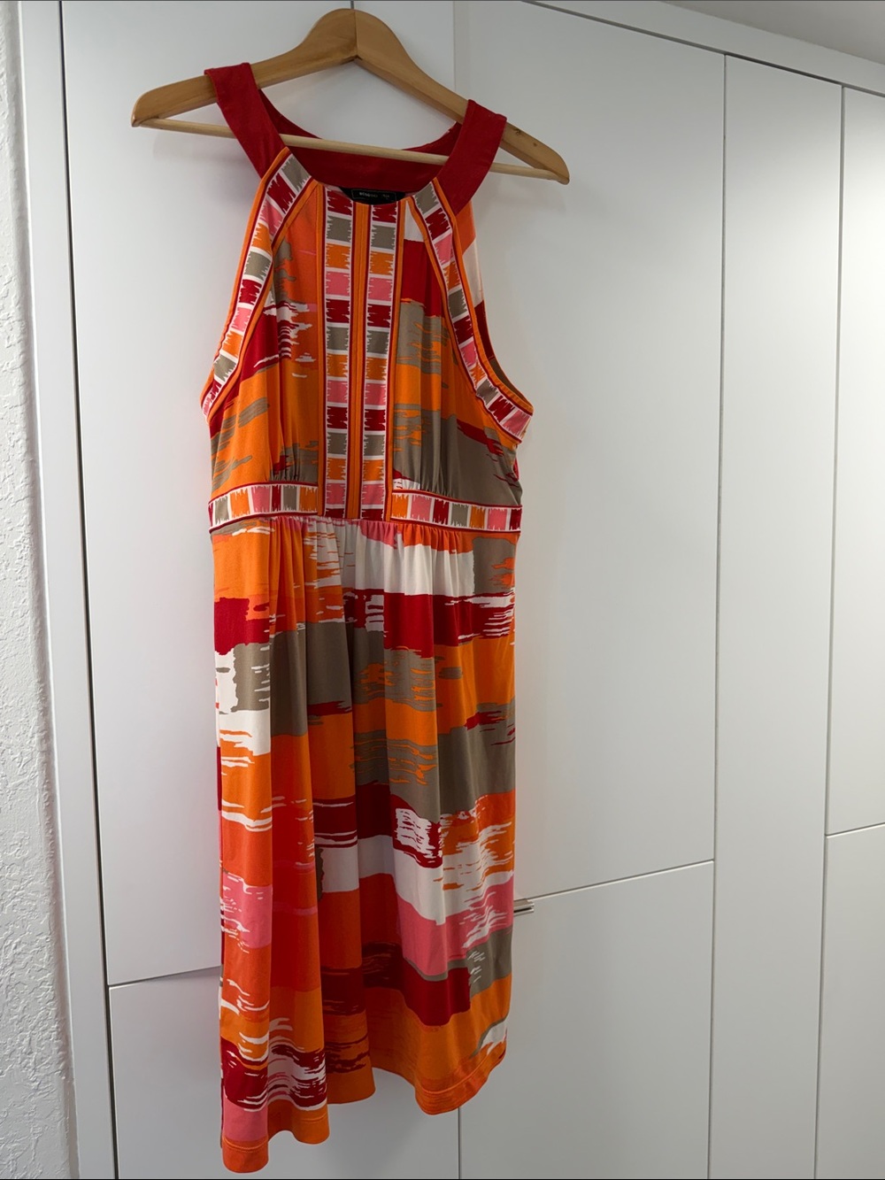 BCBGMaxAzria Red, Orange, White Striped dress